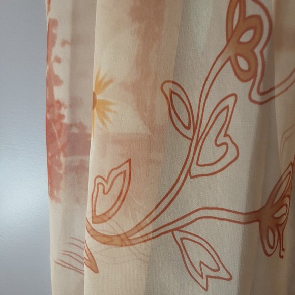 100% Silk Oblong Scarf Floral Yellow Gold Cream - Picture 7 of 12